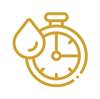Icono reloj cronómetro Imagen de un icono dorado de un cronómetro, rapidez en los resultados diagnósticos.